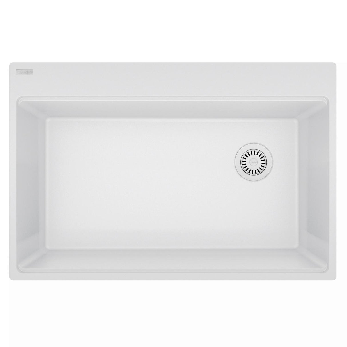 FRANKE MAG61031OW-PWT Maris Topmount 33-in x 22-in Granite Single Bowl Kitchen Sink in Polar White In Polar White