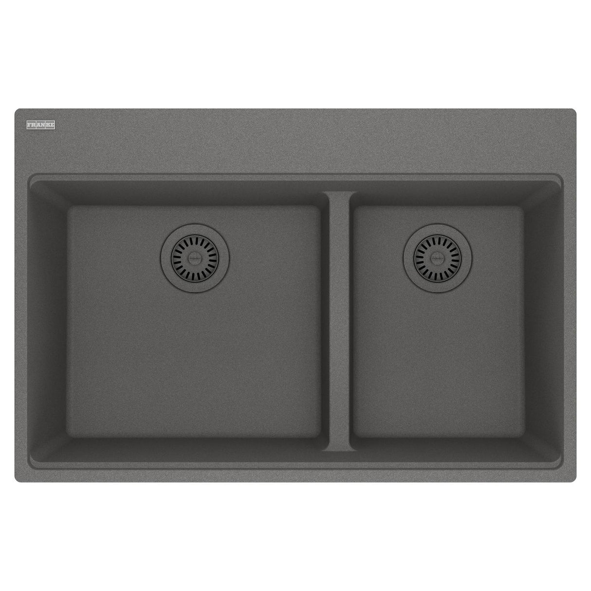 FRANKE MAG6601812LD-SHG Maris Topmount 33-in x 22-in Granite Double Bowl Kitchen Sink in Stone Grey In Stone Grey