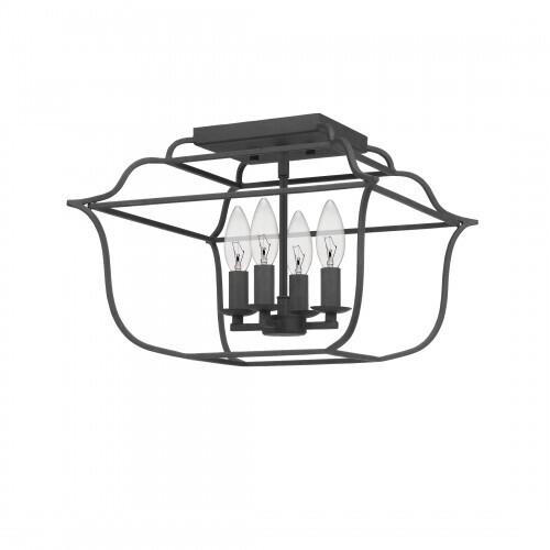 Quoizel GLY1714BA Gallery Semi flush mount 4 light royal ebony Semi-Flush Mount
