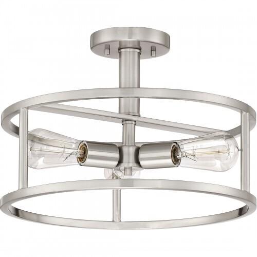 Quoizel NHR1715BN New Harbor Semi flush brshd nkl 3lts Semi-Flush Mount