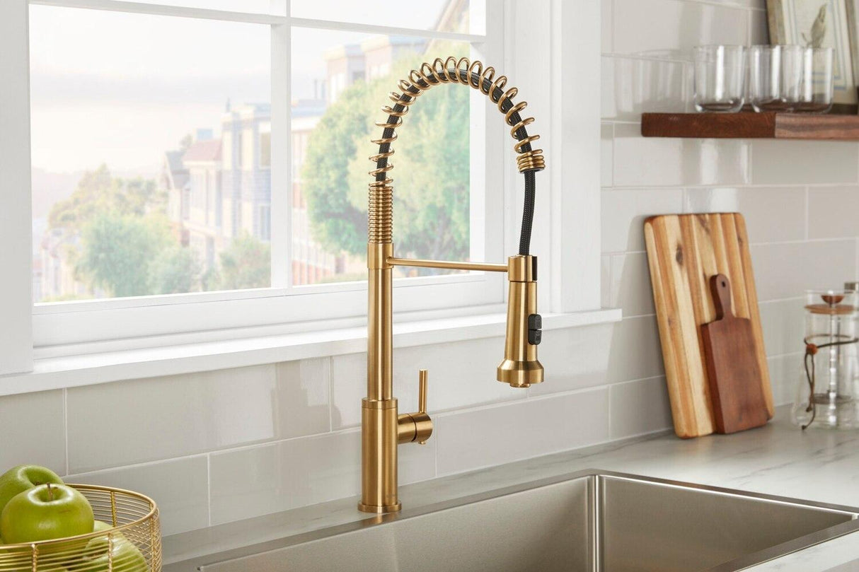 Gerber D454258SS Parma Pre-rinse Single Handle Spring Pull-down Kitchen Faucet - ...