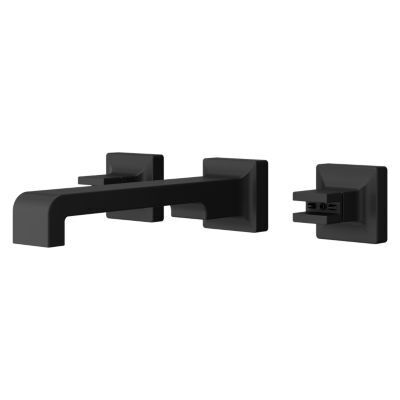 Matte Black 2-handle 8" Widespread Wall Mount Bathroom Faucet WITHO... LG49-VRV3B