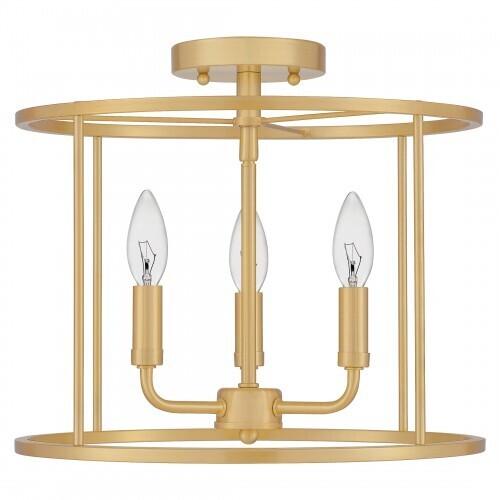 Quoizel ABR1714AB Abner Semi flush 3 light aged brass Semi-Flush Mount