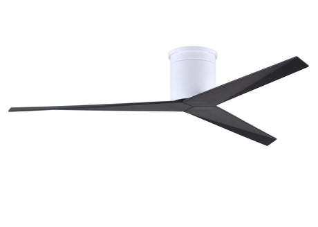 Matthews Fan EKH-WH-BK Eliza-H 3-blade ceiling mount paddle fan in Gloss White finish with matte black ABS blades.