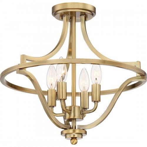 Quoizel QF5119WS Harvel Semi-flush mount 4 light weathered brass Semi-Flush Mount