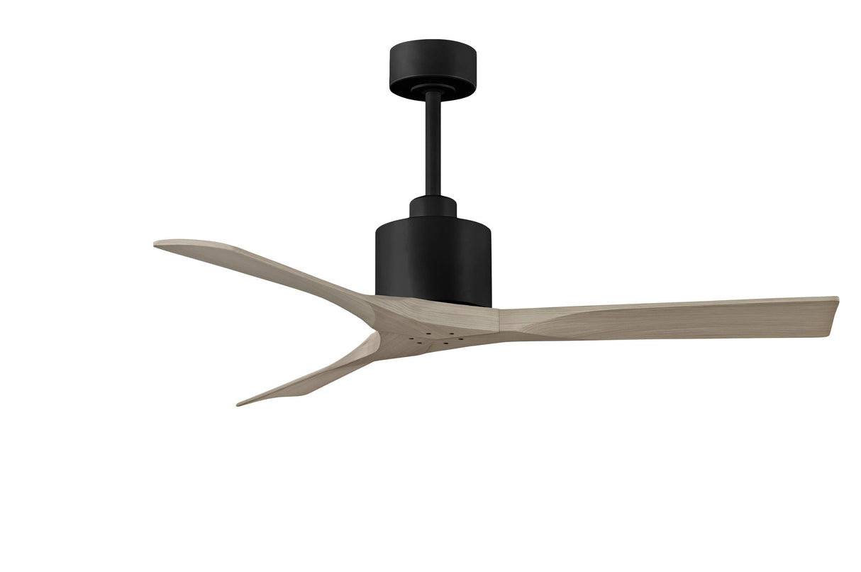 Matthews Fan NK-BK-GA-52 Nan 6-speed ceiling fan in Matte Black finish with 52” solid gray ash tone wood blades