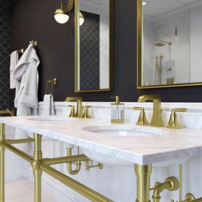 Pfister Brushed Gold Park Avenue Widespread Bath Faucet LG49-FE0BG