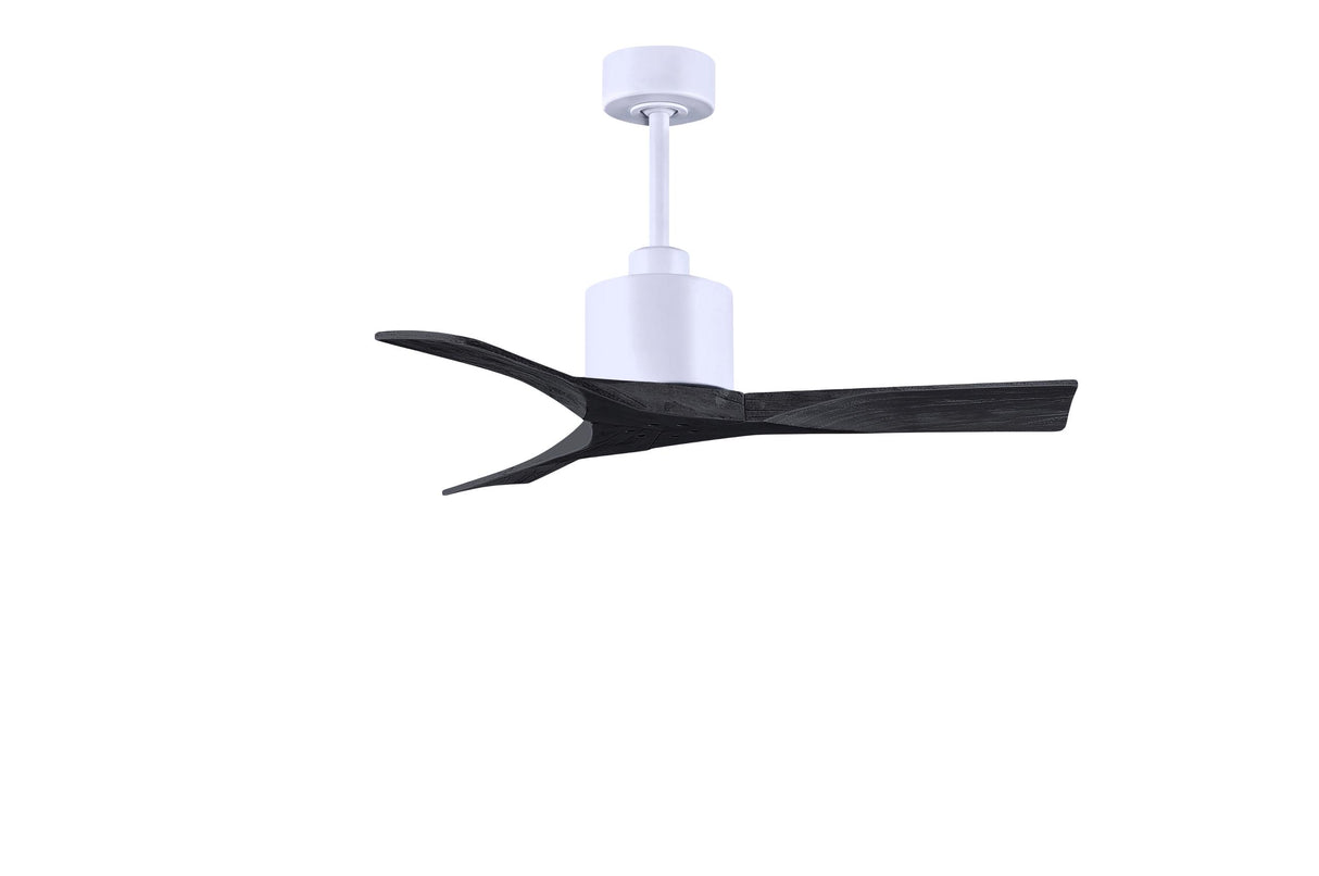 Matthews Fan NK-MWH-BK-42 Nan 6-speed ceiling fan in Matte White finish with 42” solid matte black wood blades