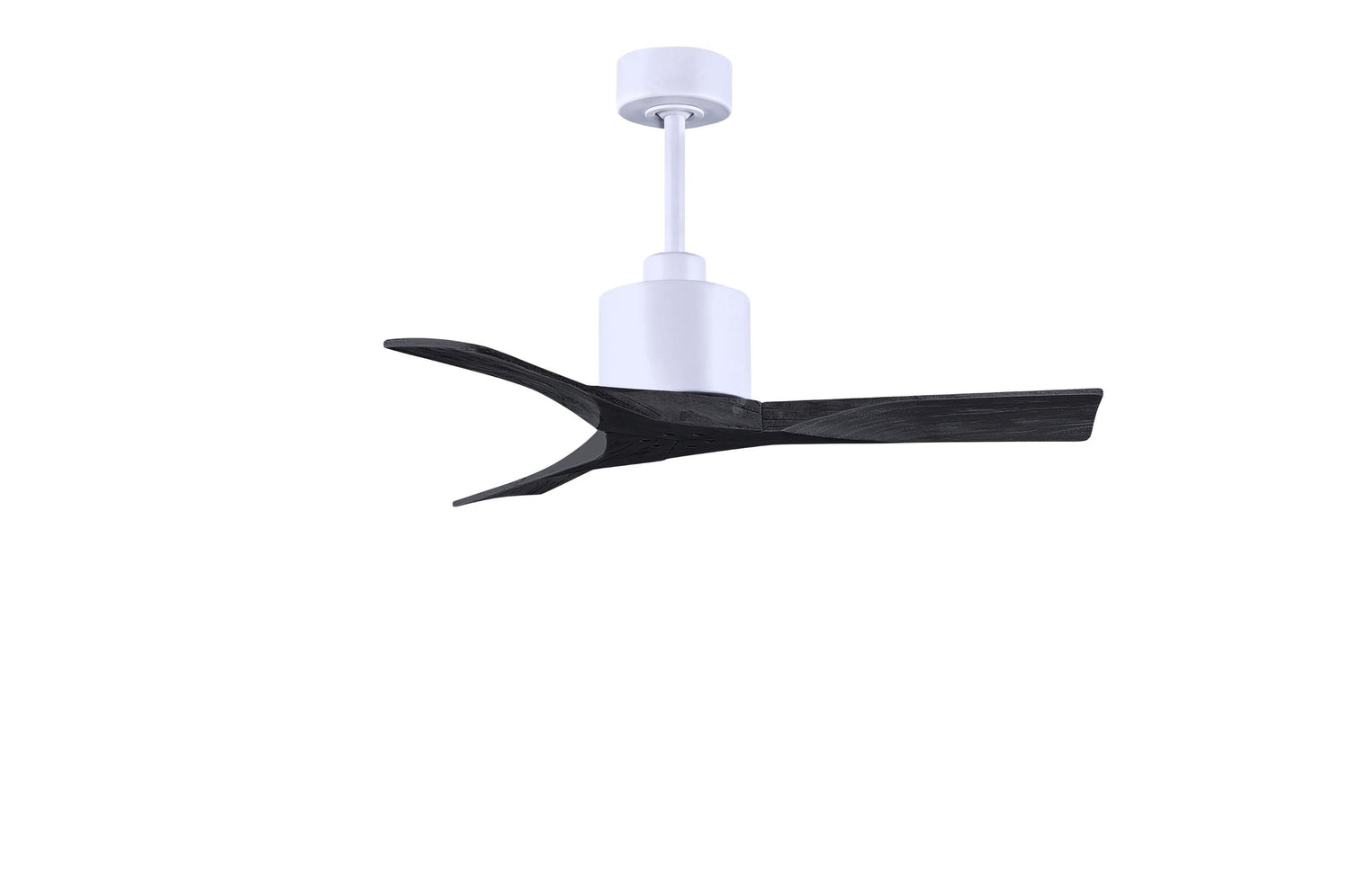 Matthews Fan NK-MWH-BK-42 Nan 6-speed ceiling fan in Matte White finish with 42” solid matte black wood blades