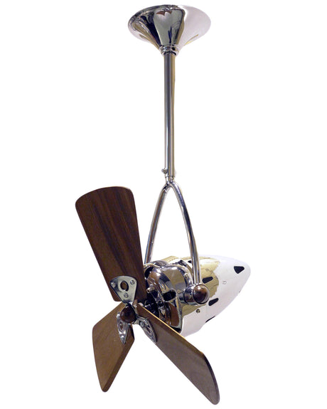 Matthews Fan JD-CR-WD-DAMP Jarold Direcional ceiling fan in Polished Chrome finish with solid sustainable mahogany wood blades for damp locations.