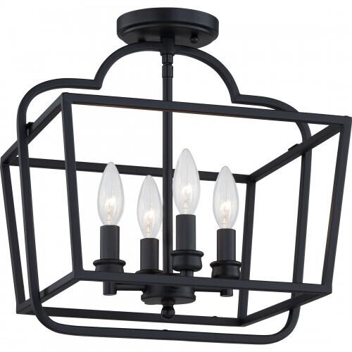Quoizel BLA1714MBK Blanche Semi-flush mount 4 lights matte black Semi-Flush Mount