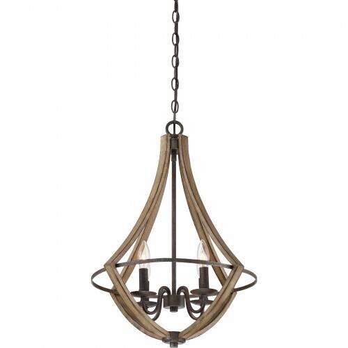 Quoizel SHR2818RK Shire 4 light pendant rustic black Chandelier