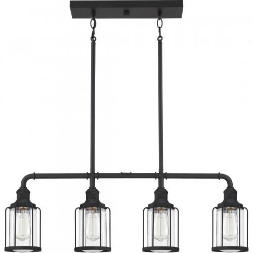 Quoizel LUD434EK Ludlow Linear chandelier 4 light earth black Island Light