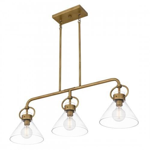 Quoizel WBS136WS Webster Linear chandelier 3 lights weathered br Island Light