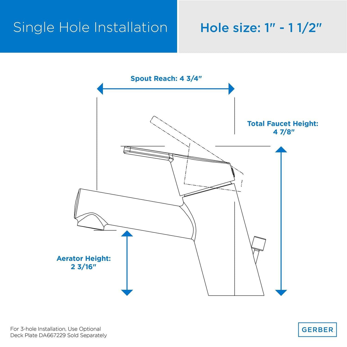 Gerber D224530 Chrome Amalfi Single Handle Top Control Lavatory Faucet