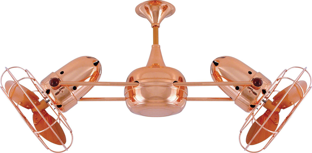 Matthews Fan DD-CP-MTL Duplo Dinamico 360” rotational dual head ceiling fan in Polished Copper finish with Metal blades.