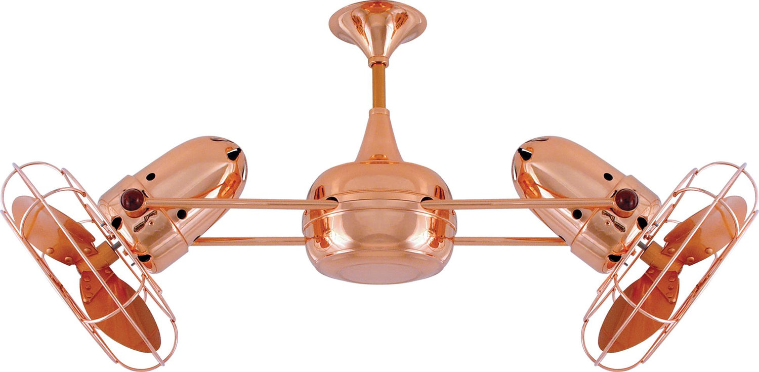 Matthews Fan DD-CP-MTL Duplo Dinamico 360” rotational dual head ceiling fan in Polished Copper finish with Metal blades.