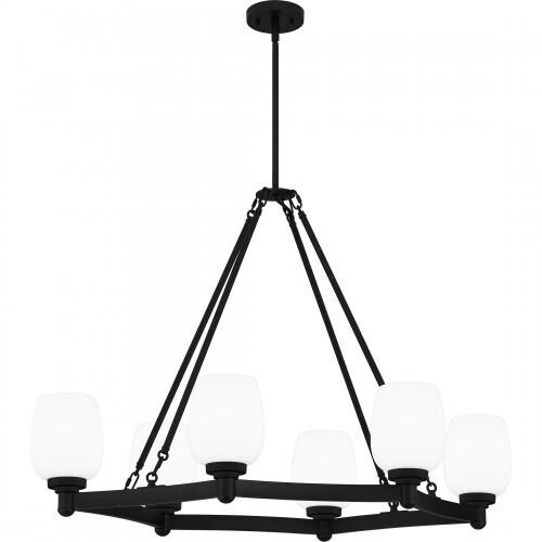Quoizel PNG638MBK Penning Linear chandelier 6 lights matte black Island Light