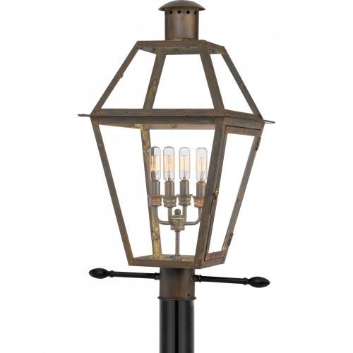 Quoizel RO9014IZ Rue De Royal Outdoor post 4 light industrial bronze Outdoor Lantern