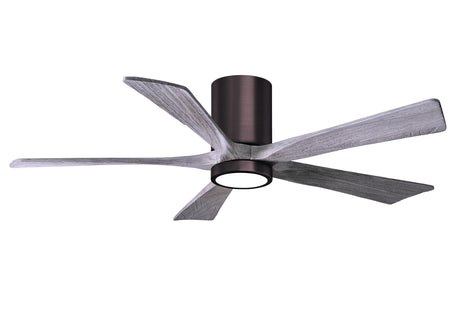 Matthews Fan IR5HLK-BB-BW-52 IR5HLK five-blade flush mount paddle fan in Brushed Bronze finish with 52” solid barn wood tone blades and integrated LED light kit.