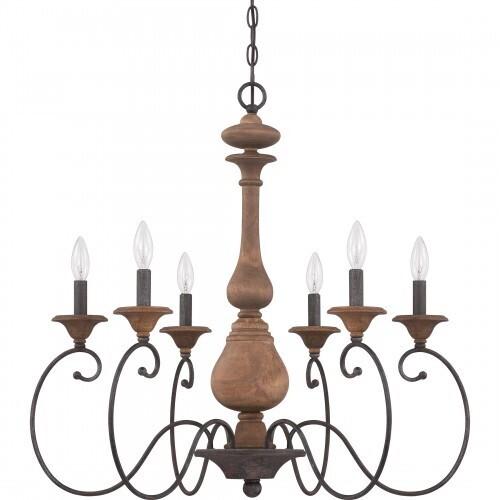 Quoizel ABN5006RK Auburn Chandelier 6-light rustic black Chandelier