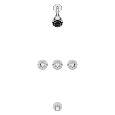 Polished Chrome Pfister 3-handle Tub & Shower Faucet With Metal KNO... LG01-3120