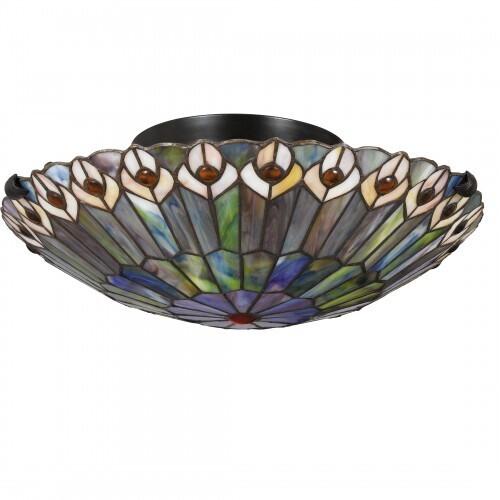 Quoizel TF1716VB Watkins Flush mount tiffany 2 light vintage bron Flush Mount