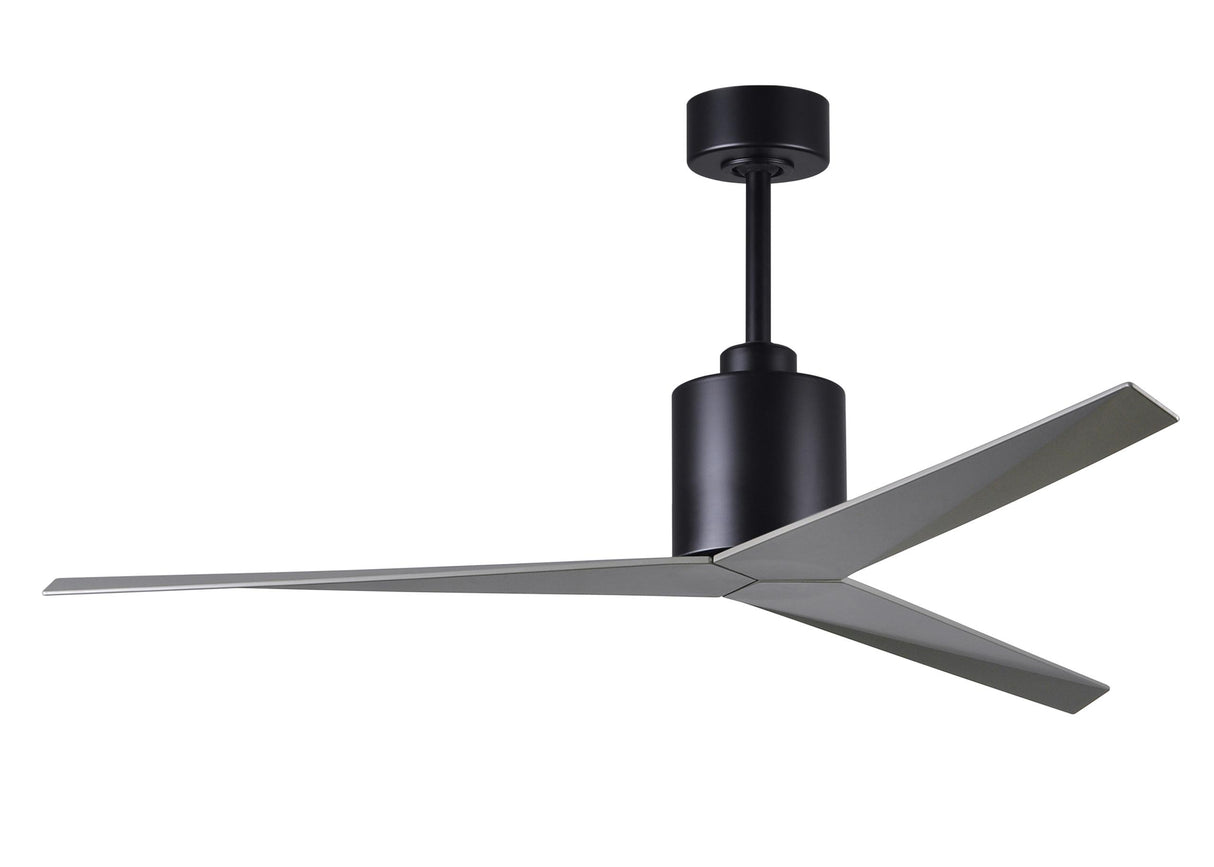 Matthews Fan EK-BK-BN Eliza 3-blade paddle fan in Matte Black finish with brushed nickel all-weather ABS blades. Optimized for wet locations.