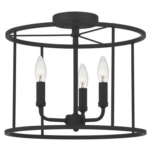 Quoizel ABR1714MBK Abner Semi flush 3 light matte black Semi-Flush Mount