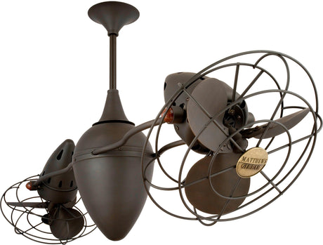 Matthews Fan AR-BZZT-MTL Ar Ruthiane 360° dual headed rotational ceiling fan in bronzette finish with metal blades.