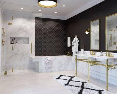 Pfister Brushed Gold Park Avenue Widespread Bath Faucet LG49-FE0BG