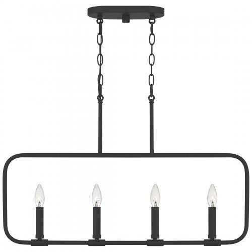 Quoizel ABR432MBK Abner Linear chandelier 4 light matte black Island Light