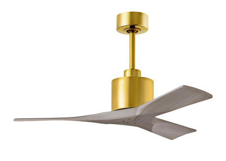 Matthews Fan NK-BRBR-GA-42 Nan 6-speed ceiling fan in Brushed Brass finish with 42” solid gray ash tone wood blades