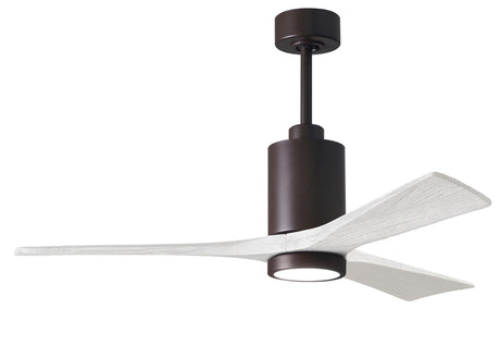 Matthews Fan PA3-TB-MWH-52 Patricia-3 three-blade ceiling fan in Textured Bronze finish with 52” solid matte white wood blades and dimmable LED light kit 