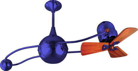 Matthews Fan B2K-BLUE-WD Brisa 360° counterweight rotational ceiling fan in Safira (Blue) finish with solid sustainable mahogany wood blades.