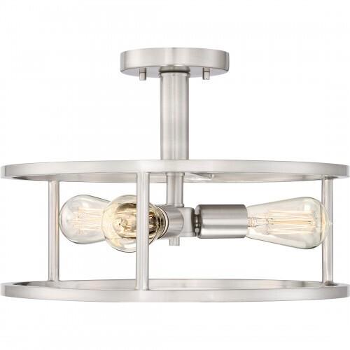 Quoizel NHR1715BN New Harbor Semi flush brshd nkl 3lts Semi-Flush Mount