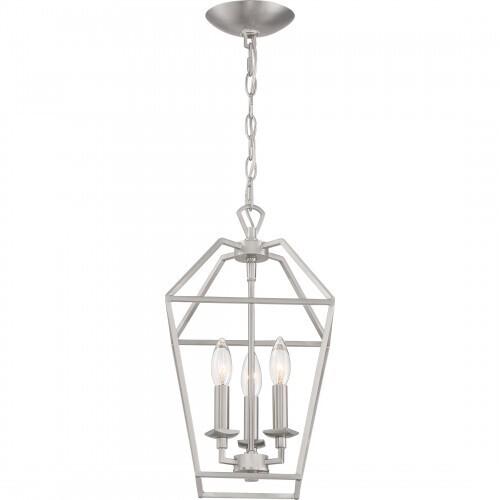 Quoizel AVY5203BN Aviary Pendant Ceiling Lighting, 3-Light, 180 Watts, Brushed Nickel (17"H x 10"W)