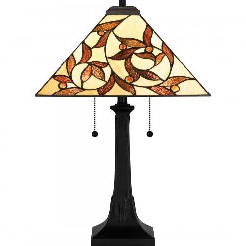 Quoizel TF6154MBK Tiffany Table lamp tiffany 2 lights matte black. Table Lamp