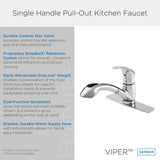 Gerber G0040266 Chrome Viper Single Handle Pull-out Kitchen Faucet