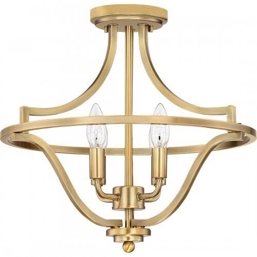 Quoizel QF5119WS Harvel Semi-flush mount 4 light weathered brass Semi-Flush Mount