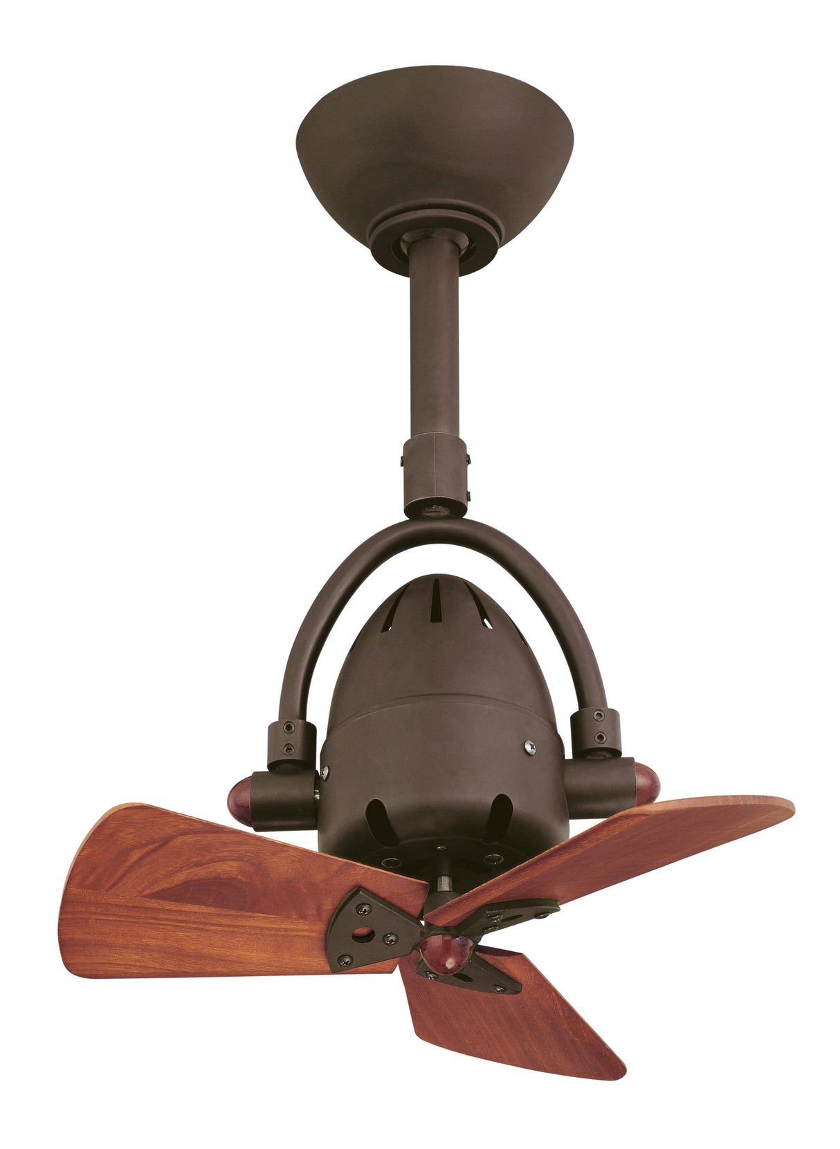 Matthews Fan DI-TB-WD Diane oscillating ceiling fan in Textured Bronze finish with solid mahogany tone wood blades.