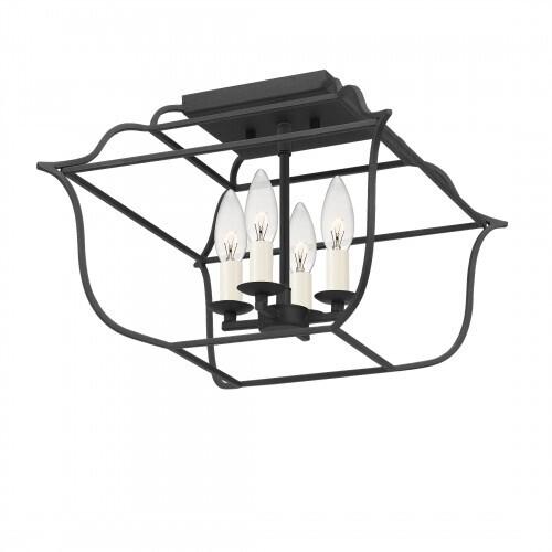 Quoizel GLY1714BA Gallery Semi flush mount 4 light royal ebony Semi-Flush Mount