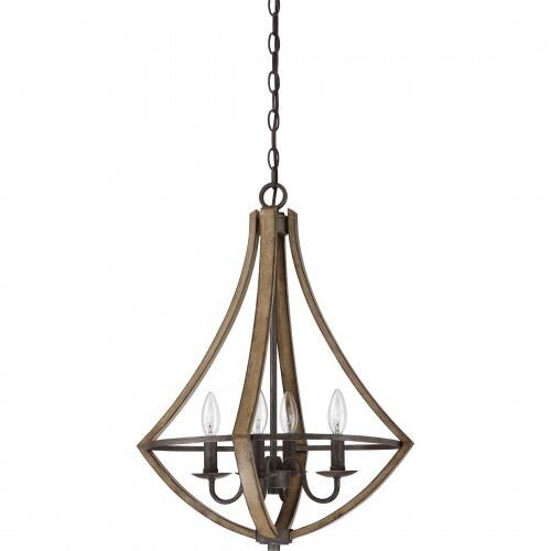Quoizel SHR2818RK Shire 4 light pendant rustic black Chandelier