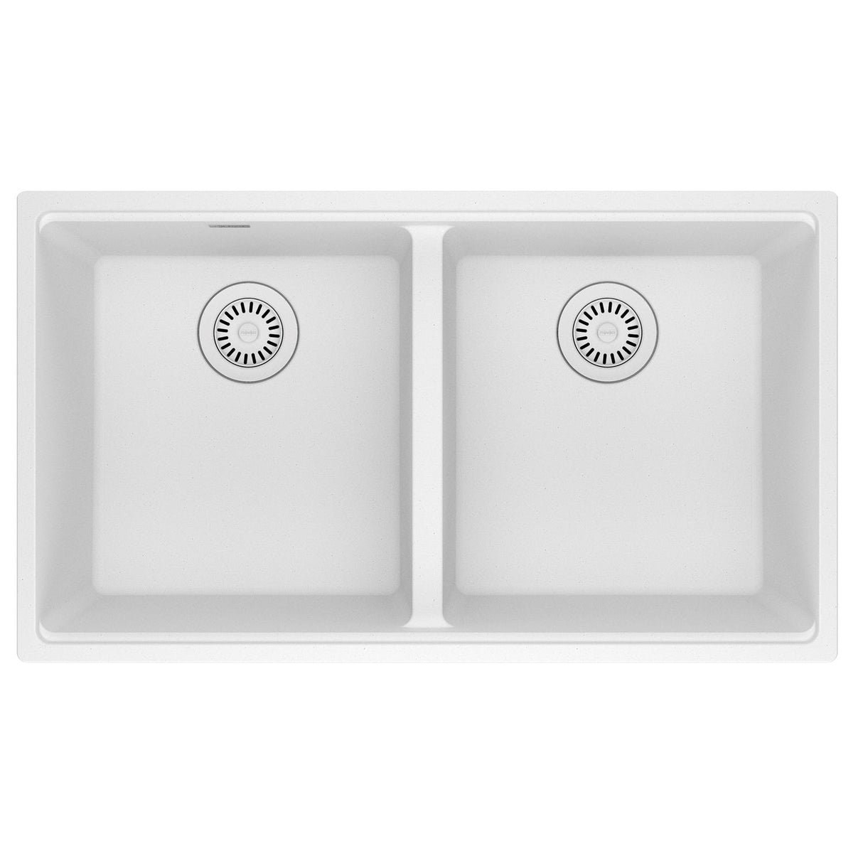 FRANKE MAG1201515-PWT Maris Undermount 33-in x 18.94-in Granite Double Bowl Kitchen Sink in Polar White In Polar White