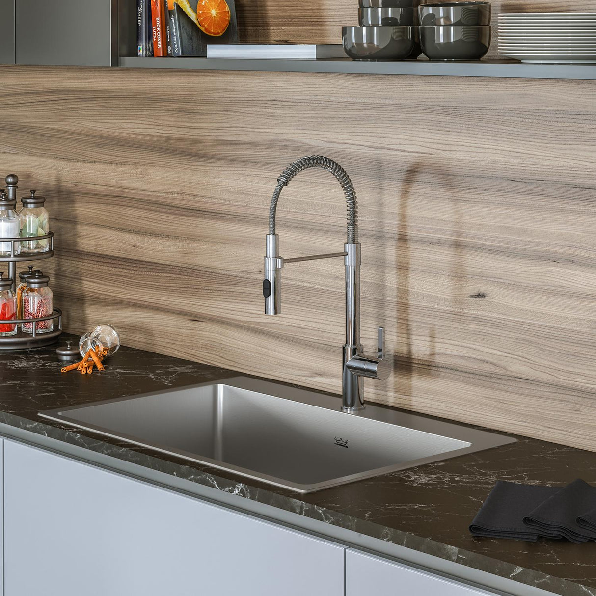 KINDRED BSL2131-9-1N Brookmore 31-in LR x 20.9-in FB x 9-in DP Drop in Single Bowl Stainless Steel Sink In Commercial Satin Finish