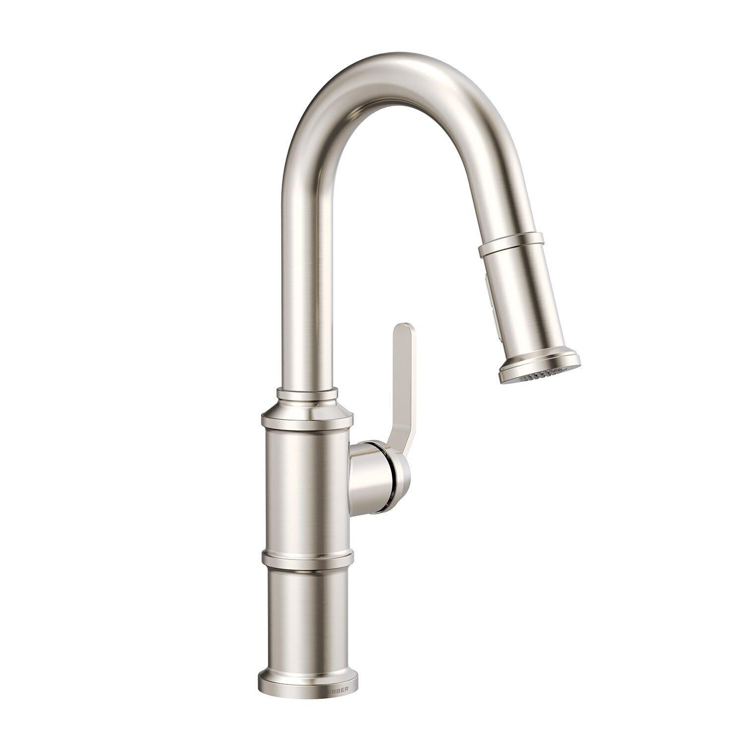 Gerber D150537BS Satin Black Kinzie Single Handle Pull-down Prep Faucet