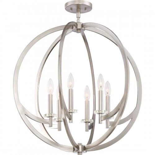 Quoizel ON1724BN Orion Semiflush mount 6 lights brushed nickel Semi-Flush Mount