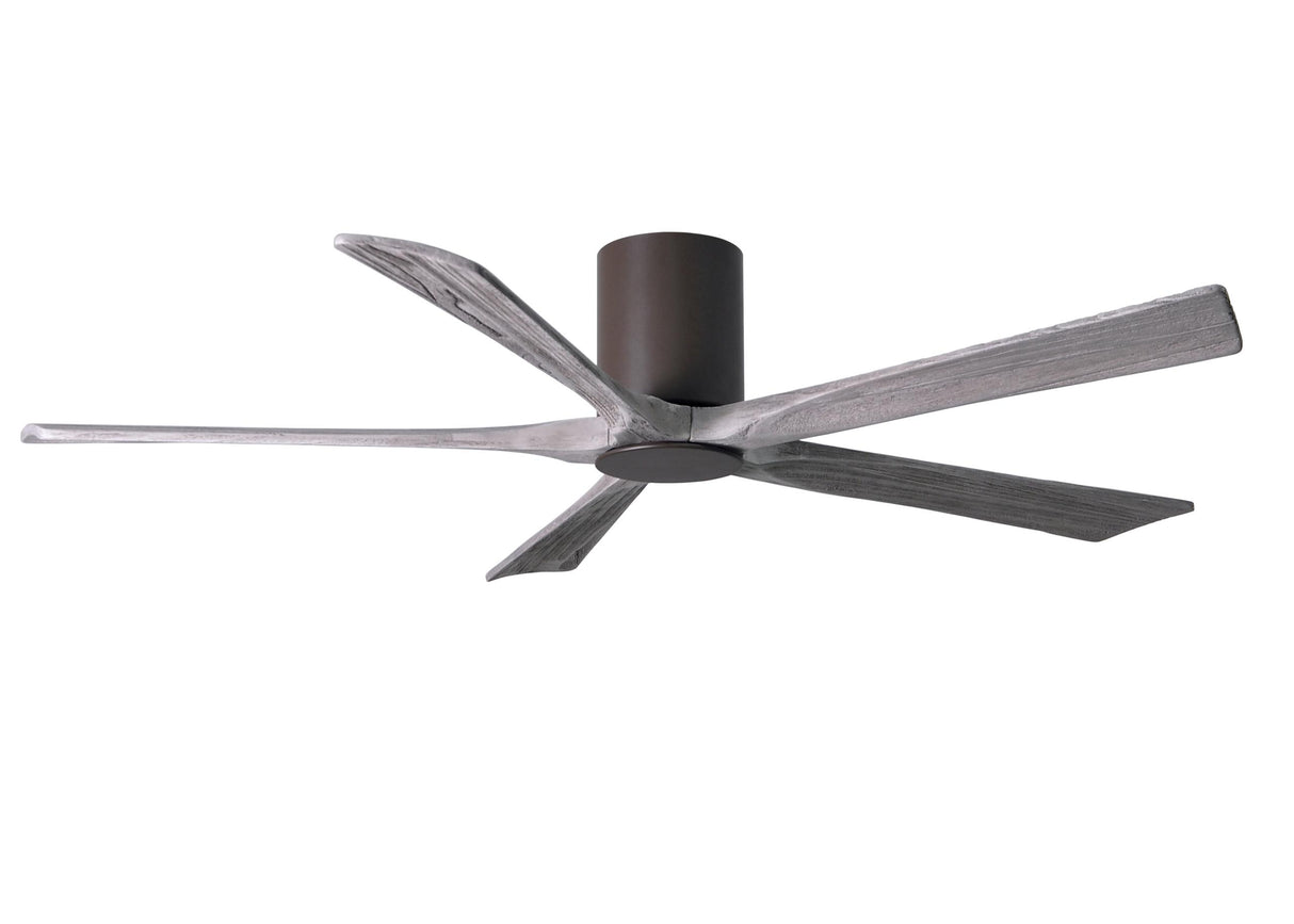Matthews Fan IR5HLK-TB-BW-60 IR5HLK five-blade flush mount paddle fan in Textured Bronze finish with 60” solid barn wood tone blades and integrated LED light kit.