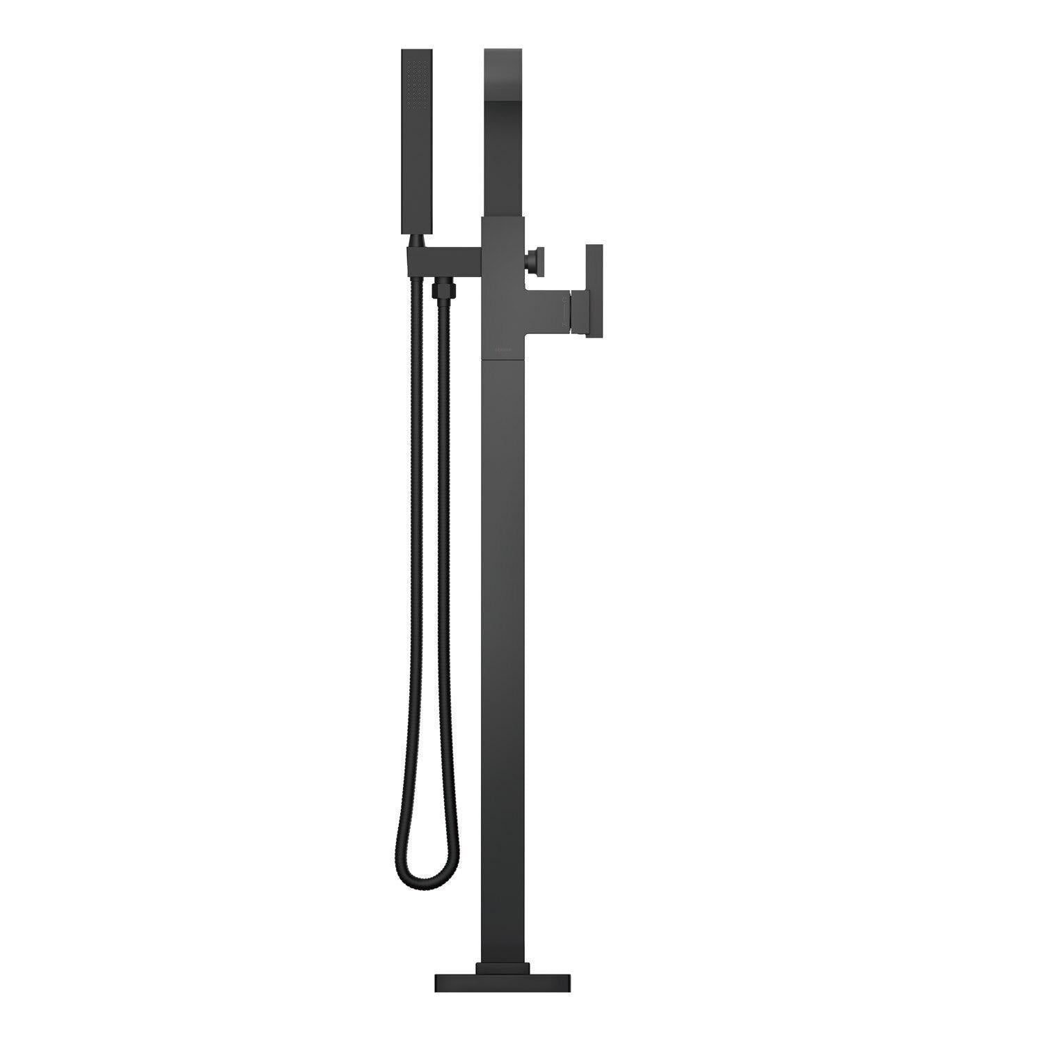 Gerber D300544BST Satin Black Square Floor Mount Tub Filler Trim Kit With Handshower
