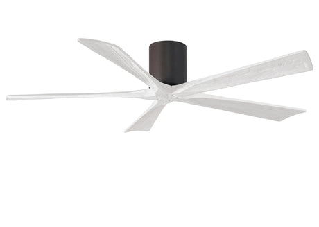 Matthews Fan IR5H-TB-MWH-60 Irene-5H five-blade flush mount paddle fan in Textured Bronze finish with 60” solid matte white wood blades.